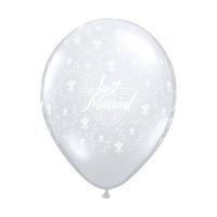 qualatex 5 inch clear latex balloon just married flowers