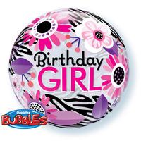 qualatex 22 inch single bubble balloon birthday girl zibra stripes
