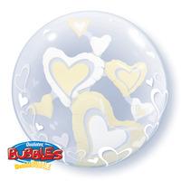 qualatex 24 inch double bubble balloon floating hearts