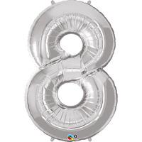 qualatex 34 inch number balloon eight silver