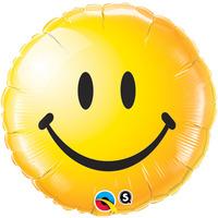 qualatex 18 inch round foil balloon smiley face yellow