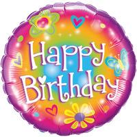 qualatex 18 inch round foil balloon birthday bright