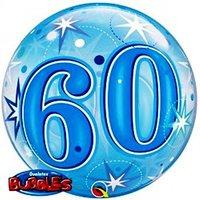 Qualatex 60th Birthday Blue Starburst Sparkle 22 Inch Bubble Balloon
