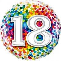 Qualatex Rainbow Confetti Age 18/18th Birthday 18 Inch Foil Balloon