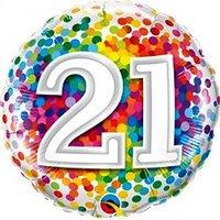 Qualatex Rainbow Confetti Age 20/20th Birthday 18 Inch Foil Balloon