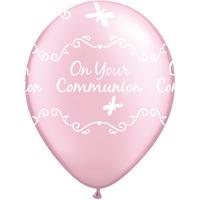 qualatex 11 inch pink latex balloon communion butterflies