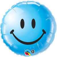 qualatex 18 inch round foil balloon smiley face blue