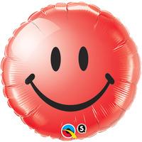 qualatex 18 inch round foil balloon smiley face red