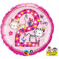 Qualatex 18 Inch Round Re Foil Balloon - Age 2 Kittens Polka Dots