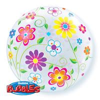 qualatex 22 inch single bubble balloon spring floral patterns
