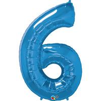 qualatex 34 inch number balloon six sapphire blue