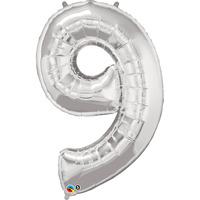 qualatex 34 inch number balloon nine silver