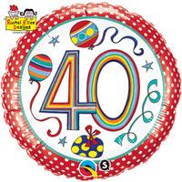 Qualatex 18 Inch Round Re Foil Balloon - 40 Polka Dots & Stripes