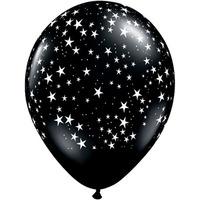 Qualatex 11 Inch Black Latex Balloon - Stars