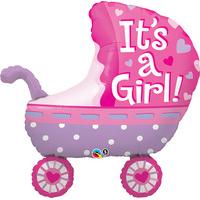 qualatex 35 inch supershape foil balloon its a girl baby stroller