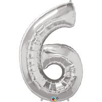 qualatex 34 inch number balloon six silver