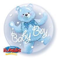 qualatex 24 inch double bubble balloon baby blue bear