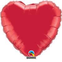 qualatex 36 inch heart plain foil balloon ruby red