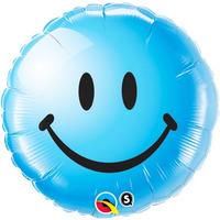 Qualatex 18 Inch Round Foil Balloon - Sweet Smile Face - Blue