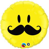 qualatex 18 inch round foil balloon smiley face mustache