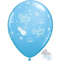 qualatex 11 inch pale blue latex balloon tiny tatty teddy baby boy