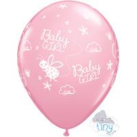 qualatex 11 inch pink latex balloon tiny tatty teddy baby girl