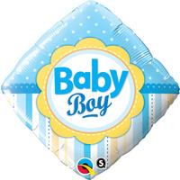 Qualatex 18 Inch Diamond Foil Balloon - Baby Boy Dots & Stripes