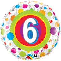 Qualatex 18 Inch Round Foil Balloon - Age 6 Colourful Dots