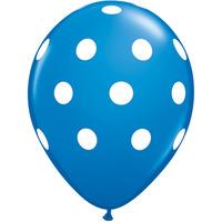 Qualatex 11 Inch Blue & Robin Latex Balloon - Big Polka Dots