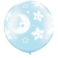 qualatex 30 inch round pearl light blue latex balloon baby moon stars