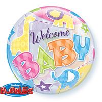 Qualatex 22 Inch Single Bubble Balloon - Welcome Baby Animal Patterns