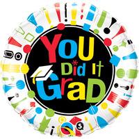 Qualatex 18 Inch Round Foil Balloon - You Did It Grad