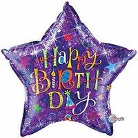 Qualatex 36 Inch Supershape - Birthday Typography Purple
