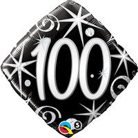Qualatex 18 Inch Diamond Foil Balloon - 100th Elegant Sparkles Swirls