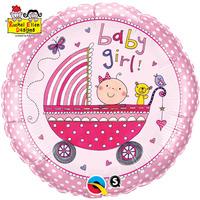 Qualatex 18 Inch Round Re Foil Balloon - Baby Girl Stroller