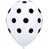 Qualatex 11 Inch White Latex Balloon - Big Polka Dots