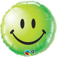 qualatex 18 inch round foil balloon smiley face green