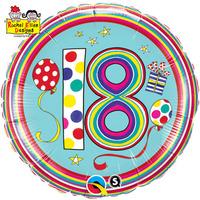 Qualatex 18 Inch Round Re Foil Balloon - 18 Polka Dots & Stripes