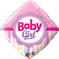 qualatex 18 inch diamond foil balloon baby girl dots stripes