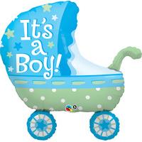 qualatex 35 inch supershape foil balloon its a boy baby stroller