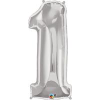 qualatex 34 inch number balloon one silver