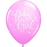 Qualatex 11 Inch Pink Latex Balloon - Baby Girl Stars