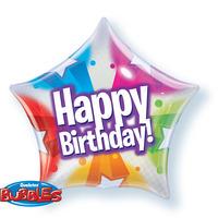 qualatex 22 inch single bubble balloon birthday stars dot