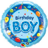 qualatex 18 inch round foil balloon birthday boy blue