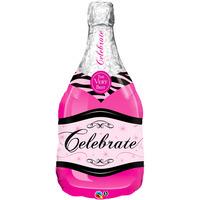 Qualatex 39 Inch Shaped Foil Balloon - Celebrate Pink Bubbly Wine