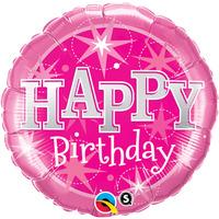 Qualatex 18 Inch Round Foil Balloon - Birthday Pink Sparkle