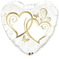Qualatex 36 Inch Shaped Foil Balloon - Entwined Hearts - Gold