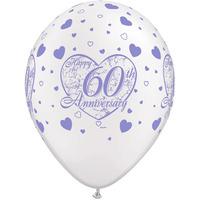Qualatex 11 Inch Pearl White Latex Balloon - 60th Anniversary Little Hearts