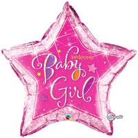 qualatex 36 inch supershape foil balloon welcome baby girl stars