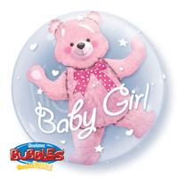 qualatex 24 inch double bubble balloon baby pink bear